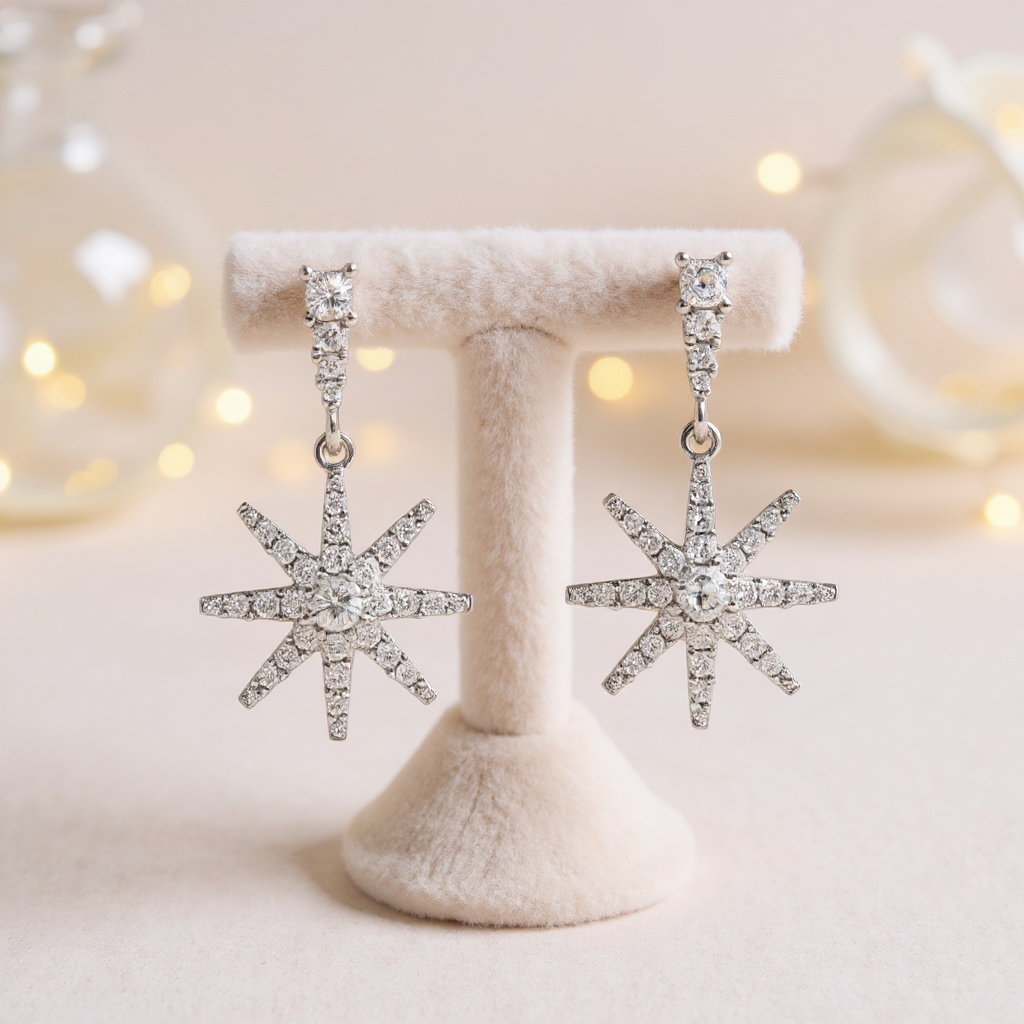 Star Zircon Silver Earrings