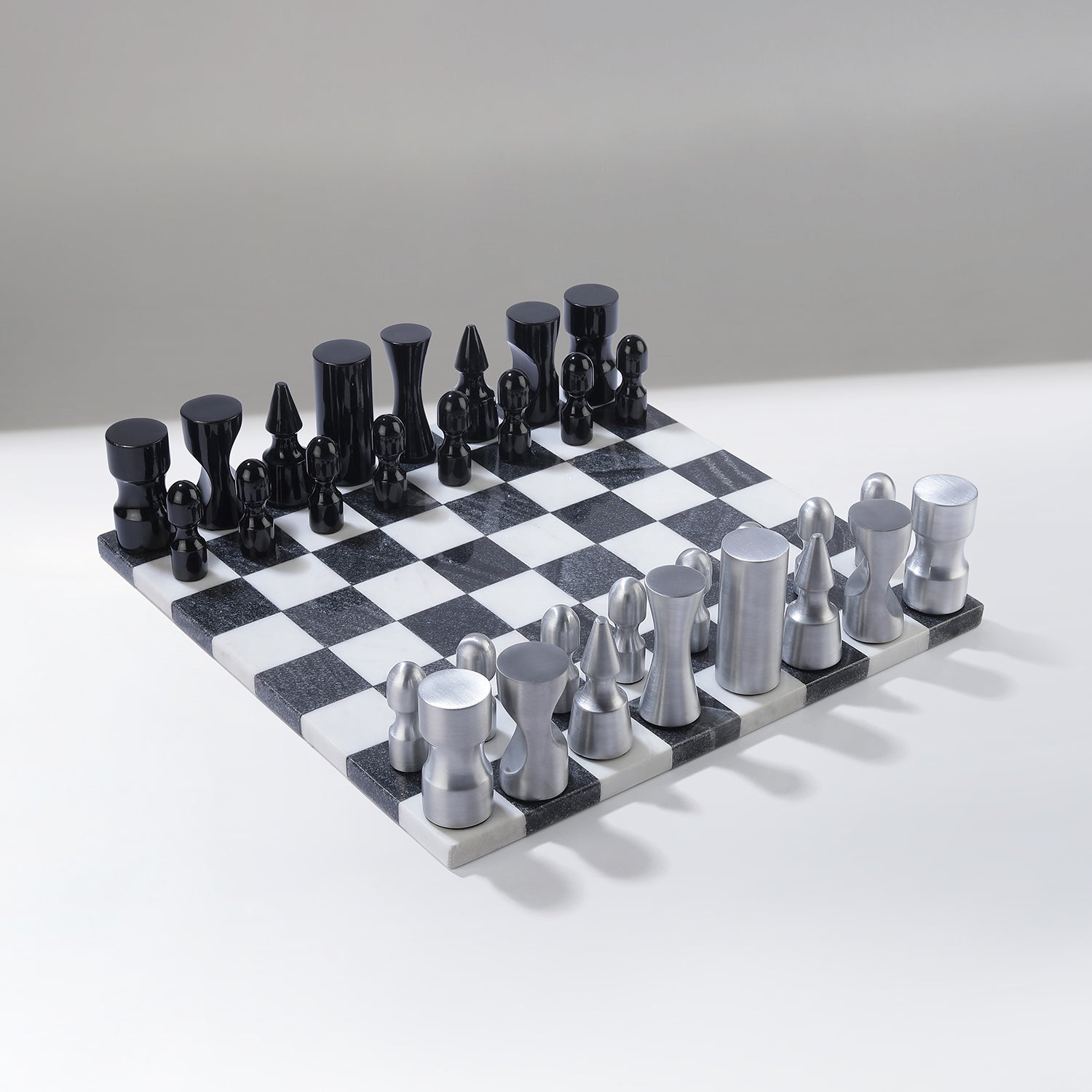 Chess Set in Marble and Metal