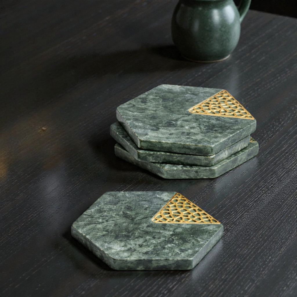 Hexagon Inlay Coasters | Set of 4