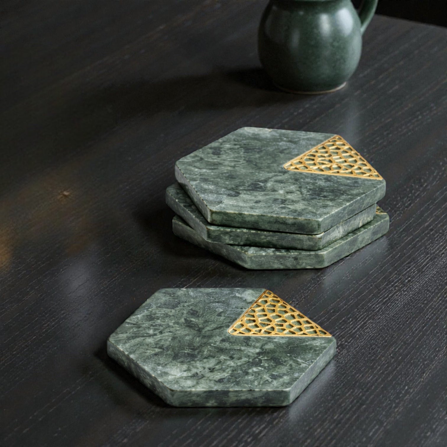 Hexagon Inlay Coasters | Set of 4