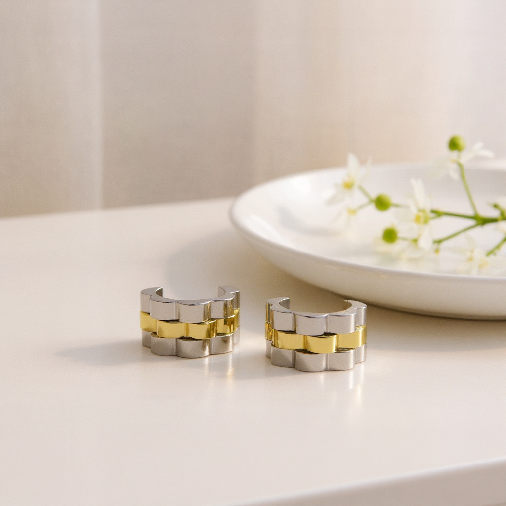 Plated Interlocked Chain Earrings