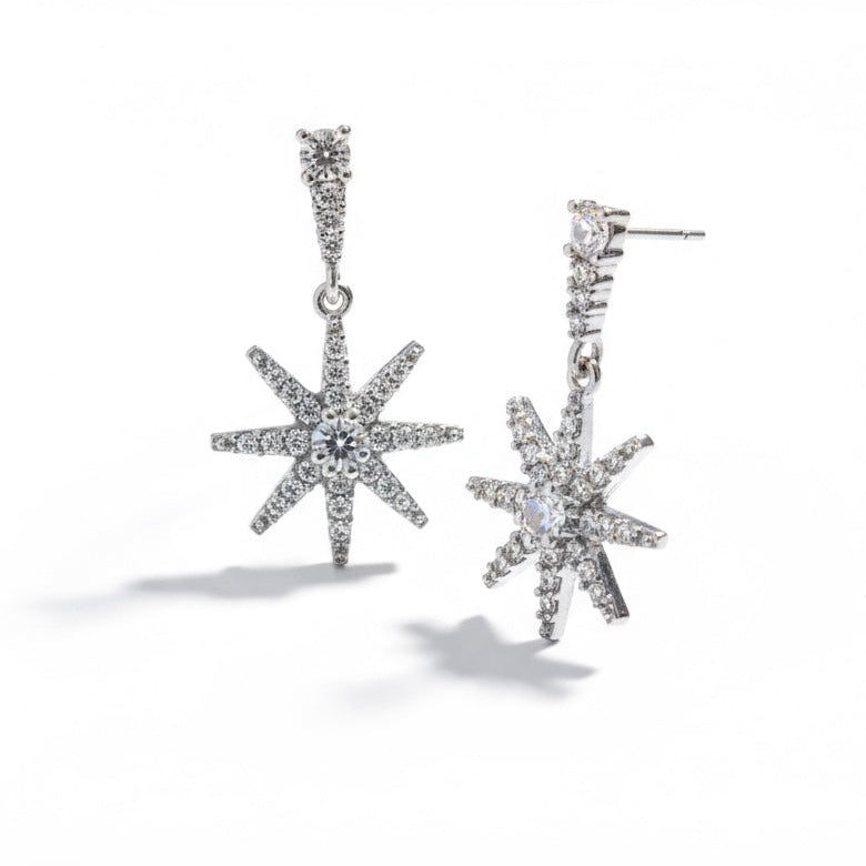 Star Zircon Silver Earrings