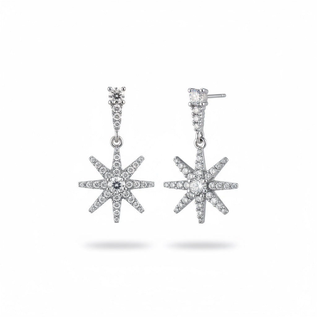 Star Zircon Silver Earrings