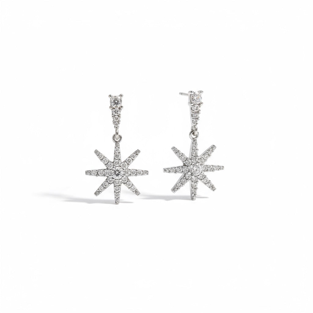 Star Zircon Silver Earrings