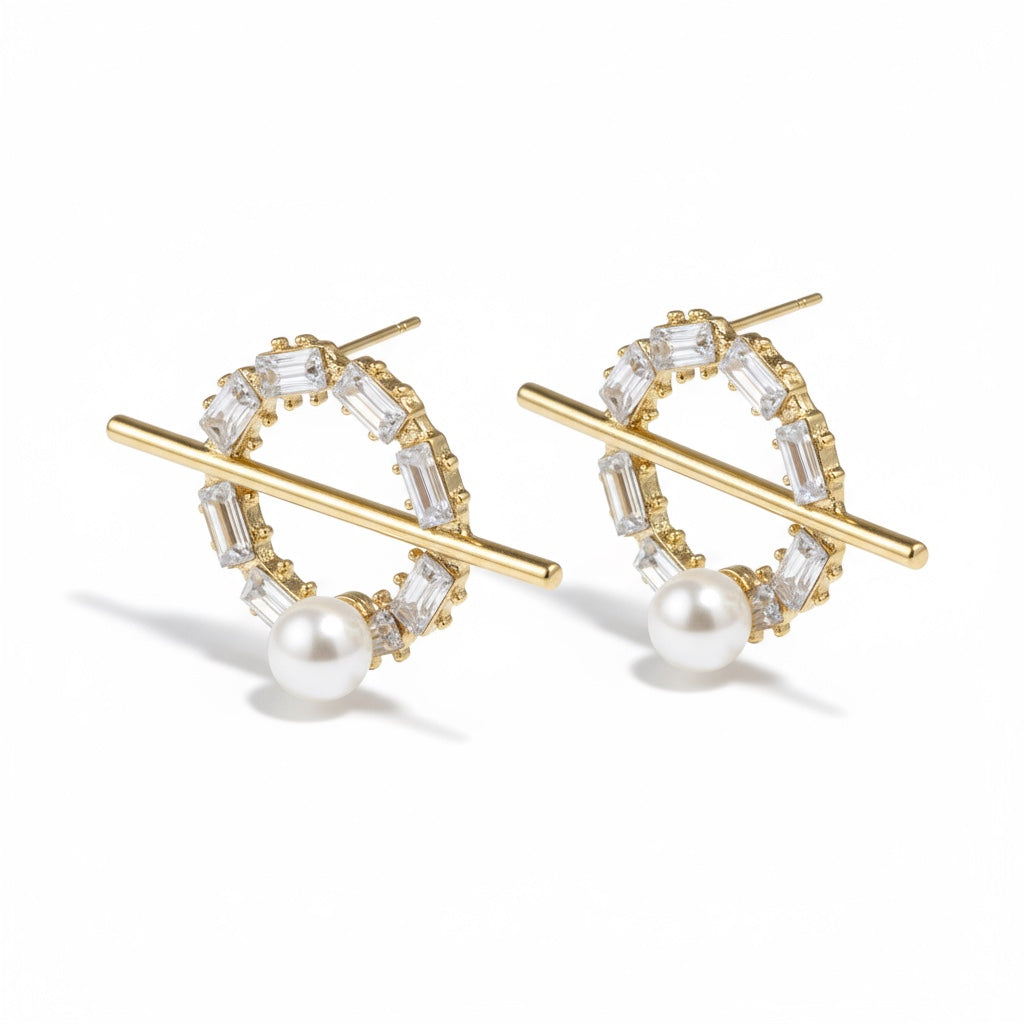 Interstellar Zircon Peal Earrings