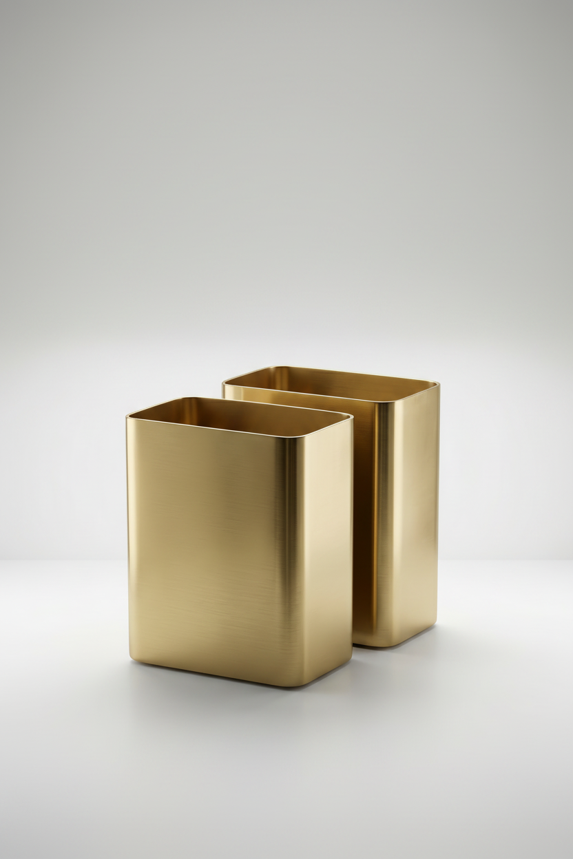 Two gold holders on a white background