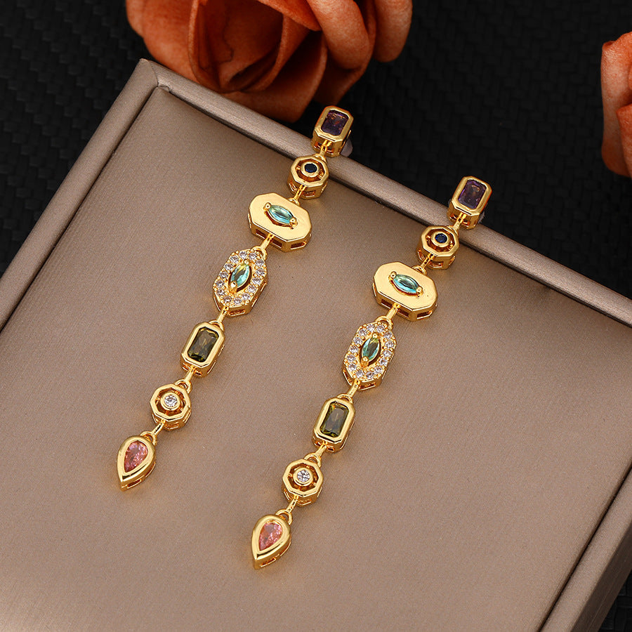 Multicolored Gem Stone Earrings