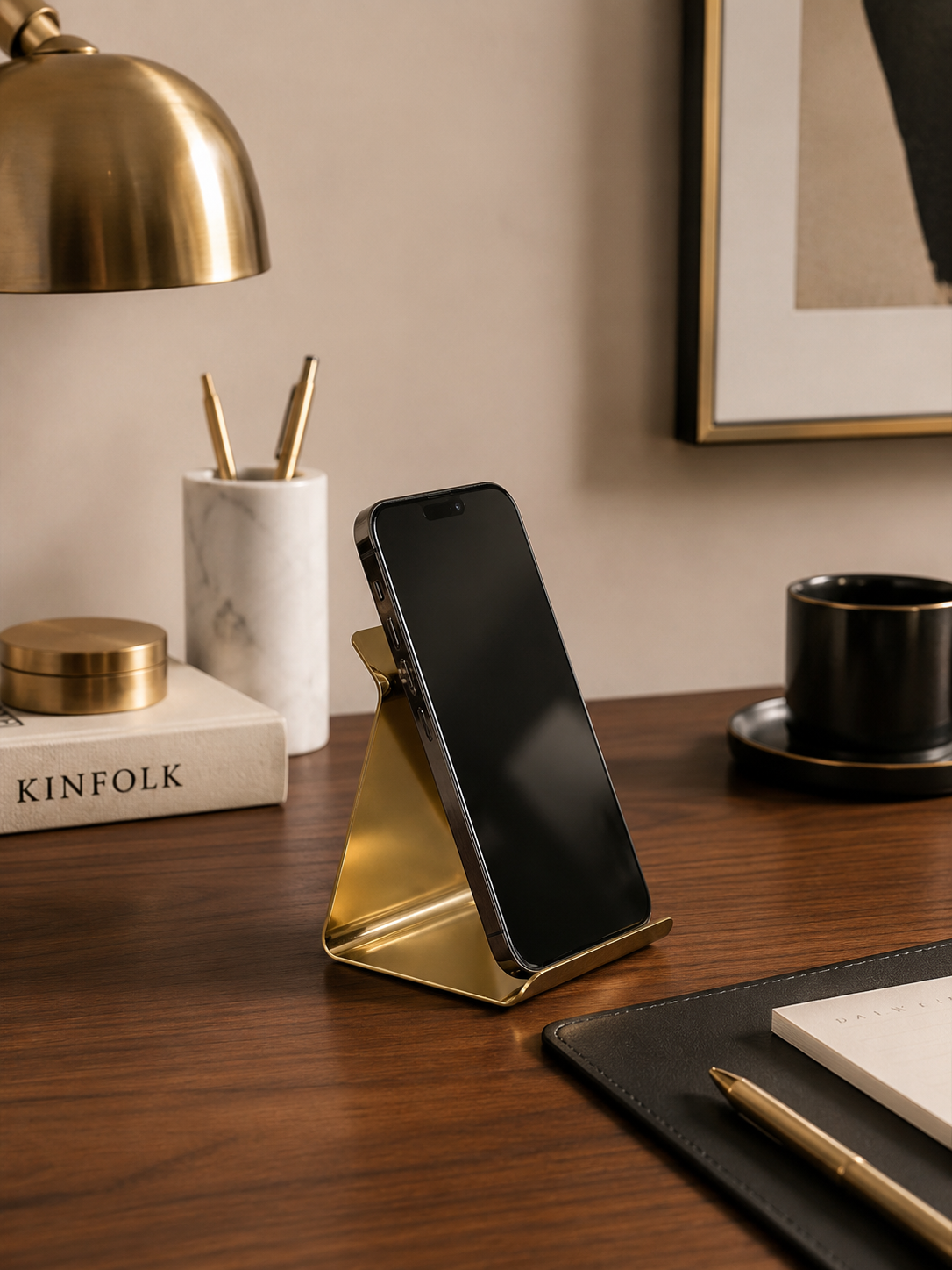 Gold phone stand