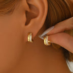 Wide Band Crystal Stripe Earrings