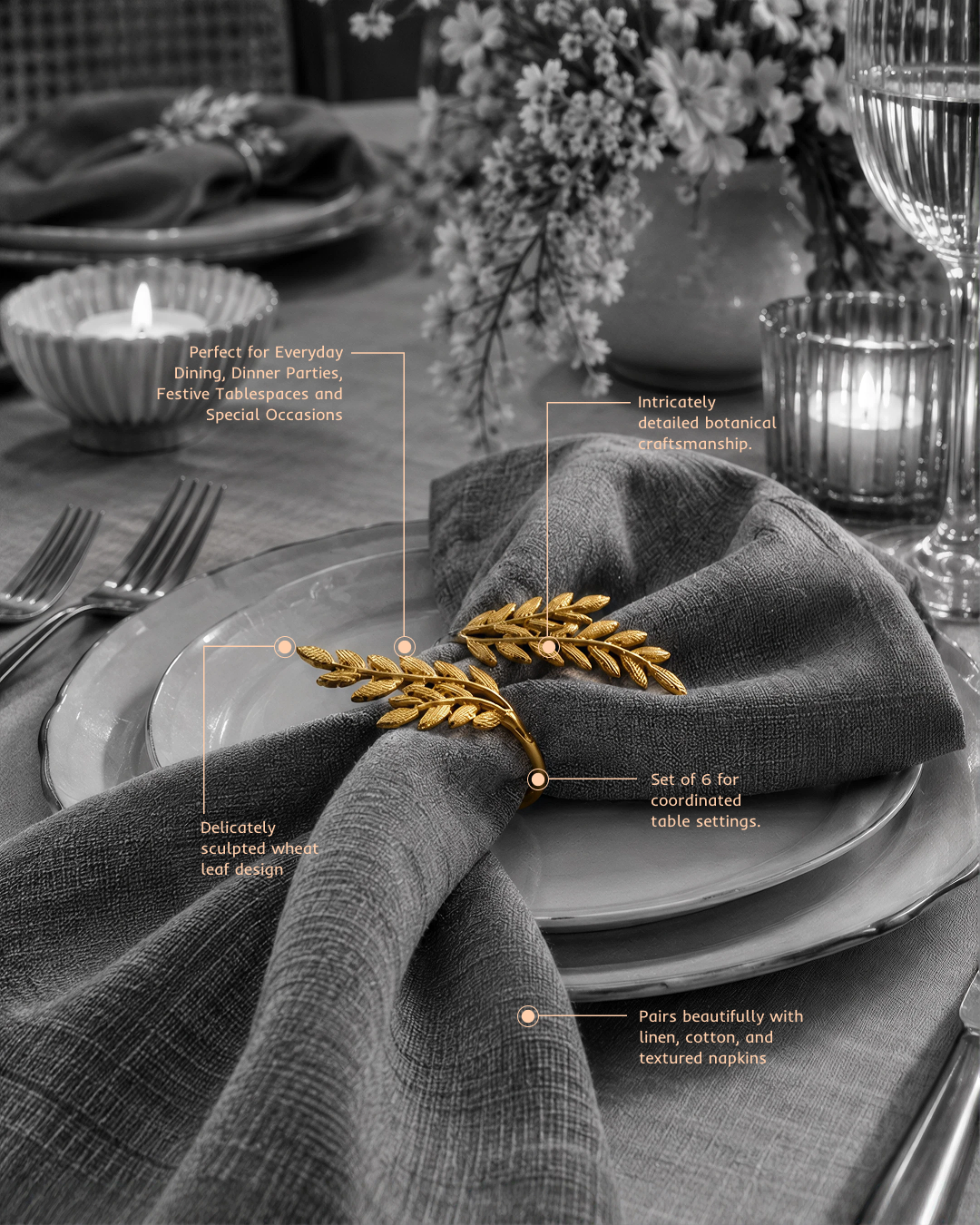 Wheat Gold Napkin Rings