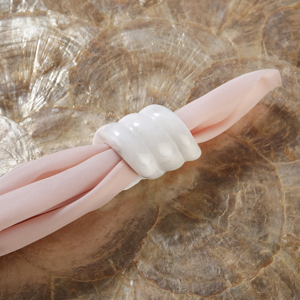 White Marble Napkin Ring Holder