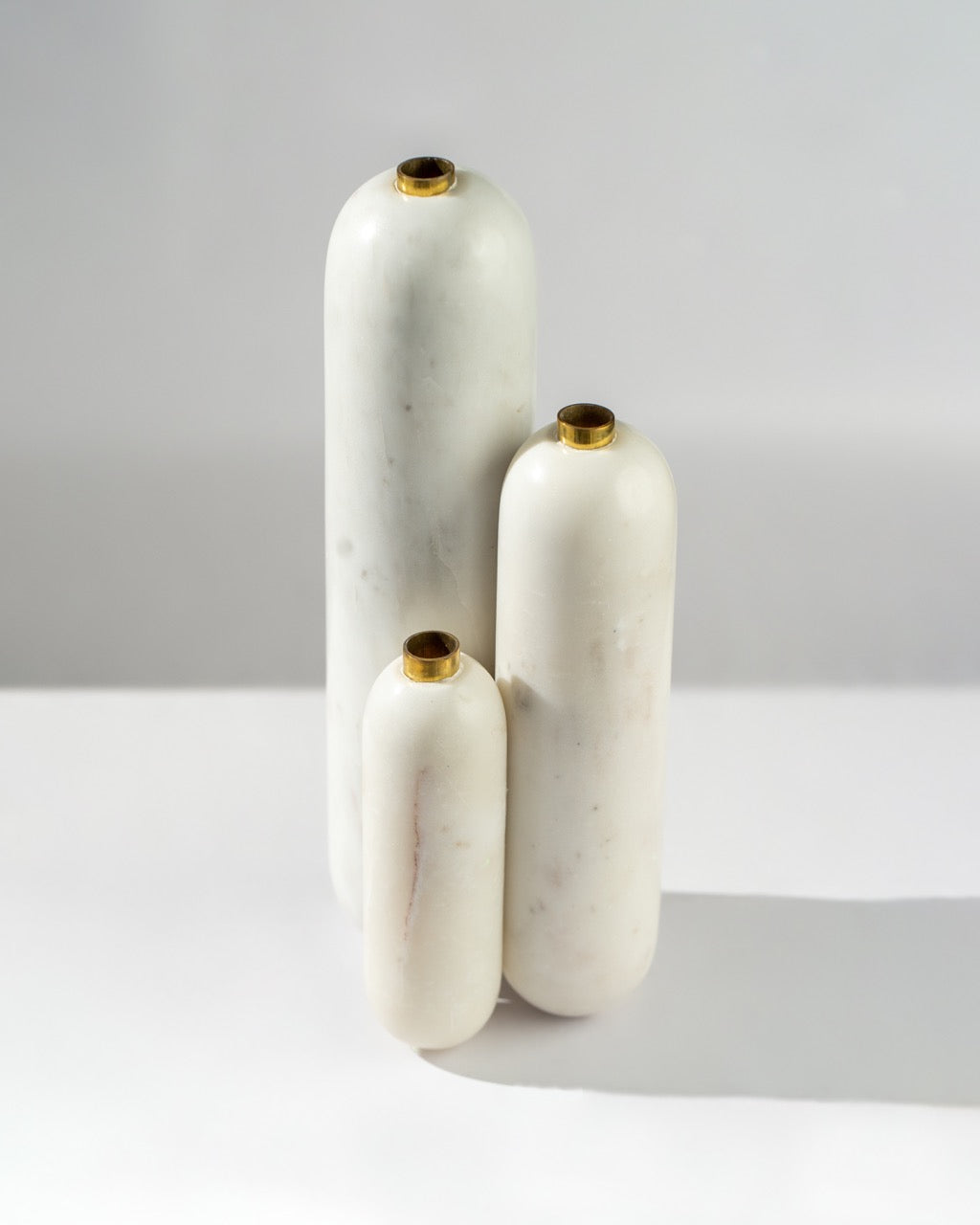 Three size round marble vase