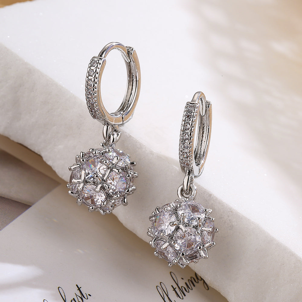 Cluster Drop Plated Diamond Earrings