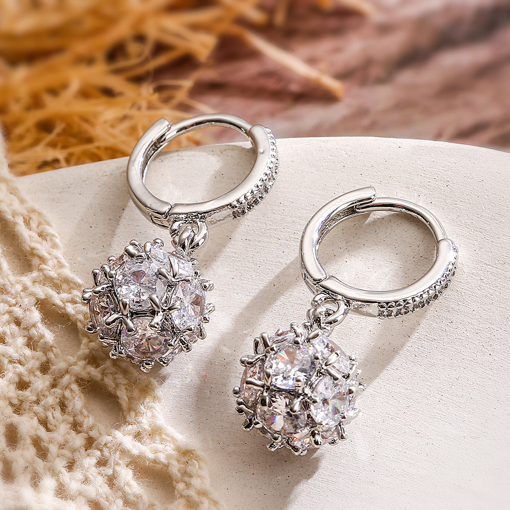 Cluster Drop Plated Diamond Earrings