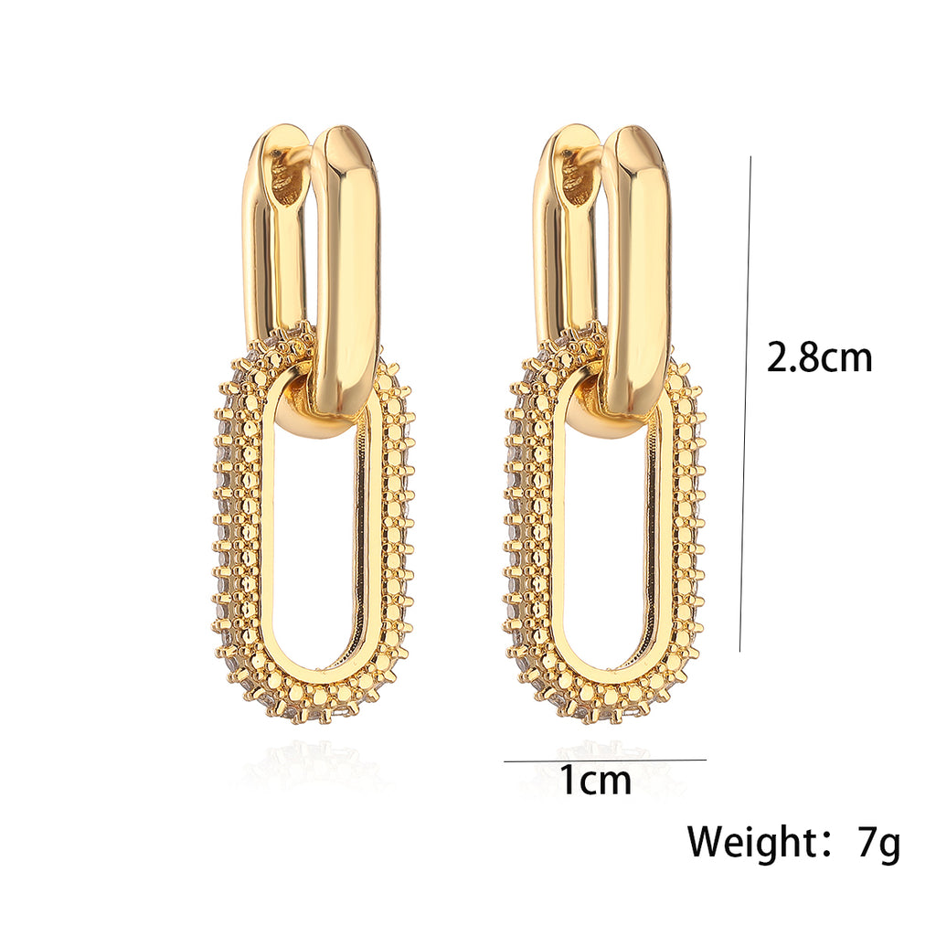 Rhinestone Link Plated Earrings