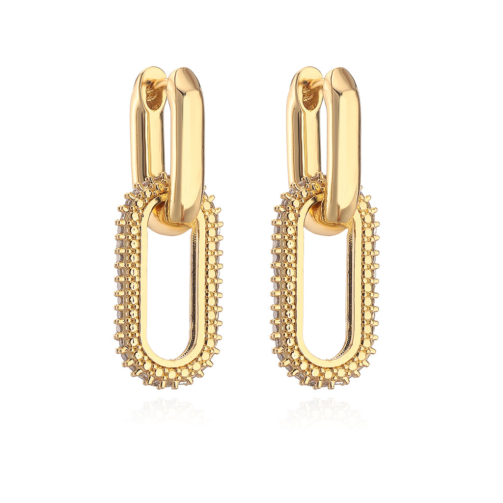 Rhinestone Link Plated Earrings