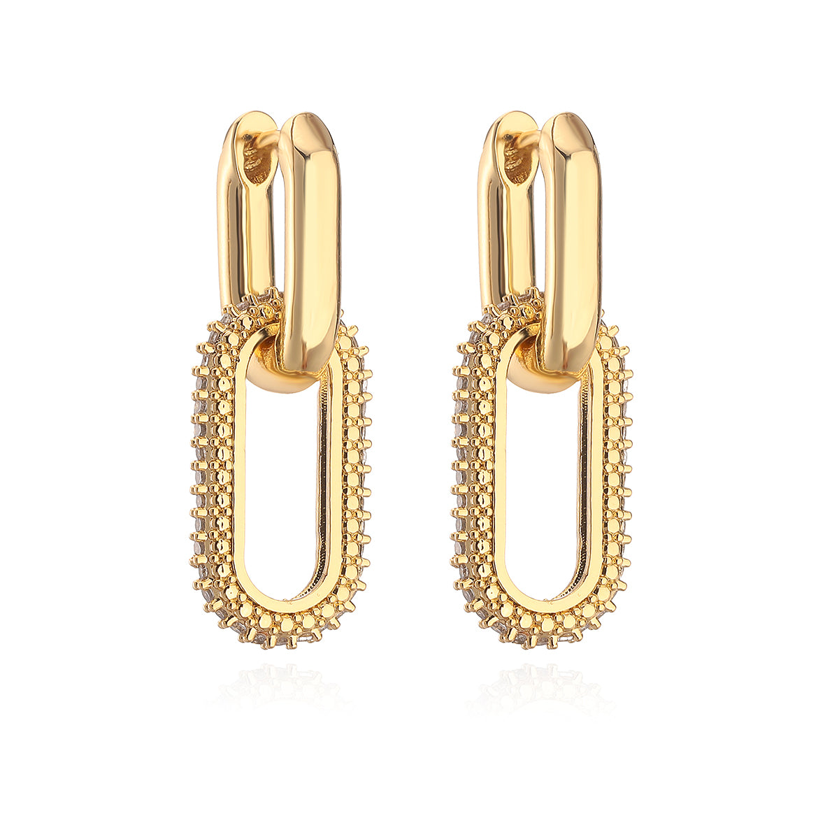 Rhinestone Link Plated Earrings