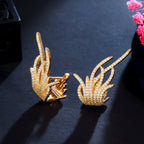 Flame Plated Rhinestone Earrings