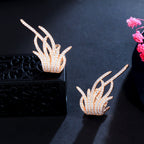 Flame Plated Rhinestone Earrings