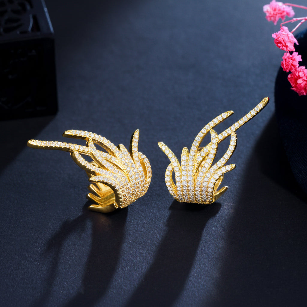 Flame Plated Rhinestone Earrings