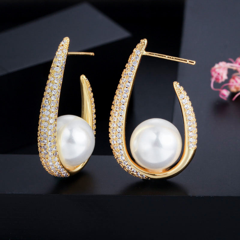 Plated Lucy Pearl Hoops