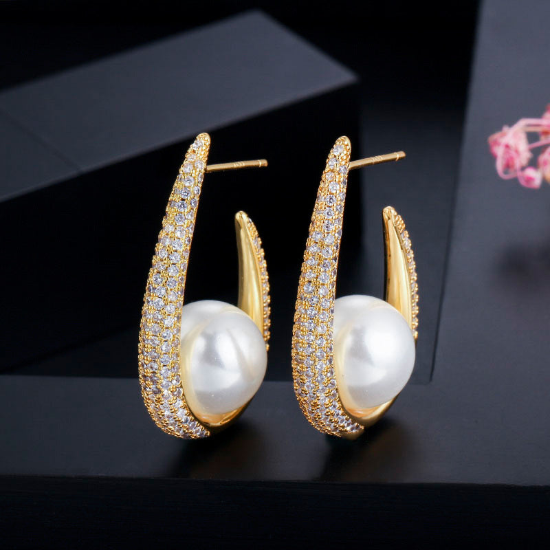 Plated Lucy Pearl Hoops