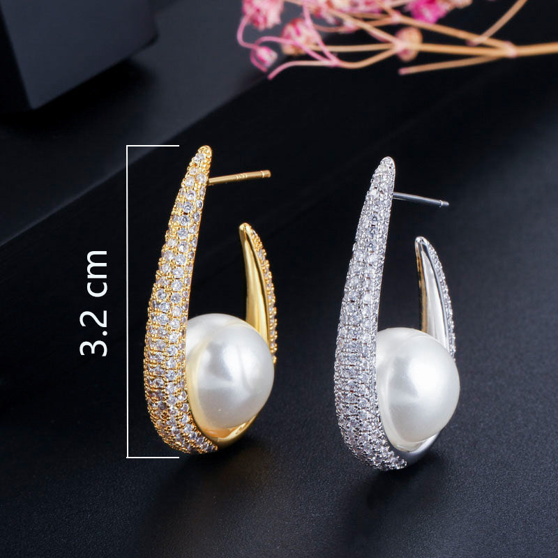 Plated Lucy Pearl Hoops