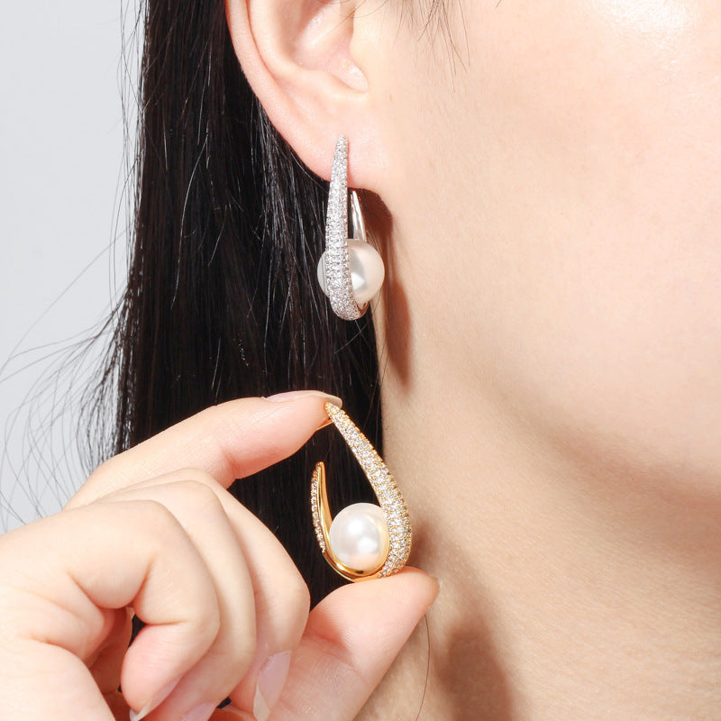 Plated Lucy Pearl Hoops