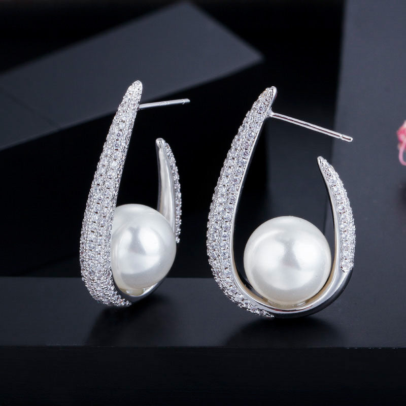 Plated Lucy Pearl Hoops