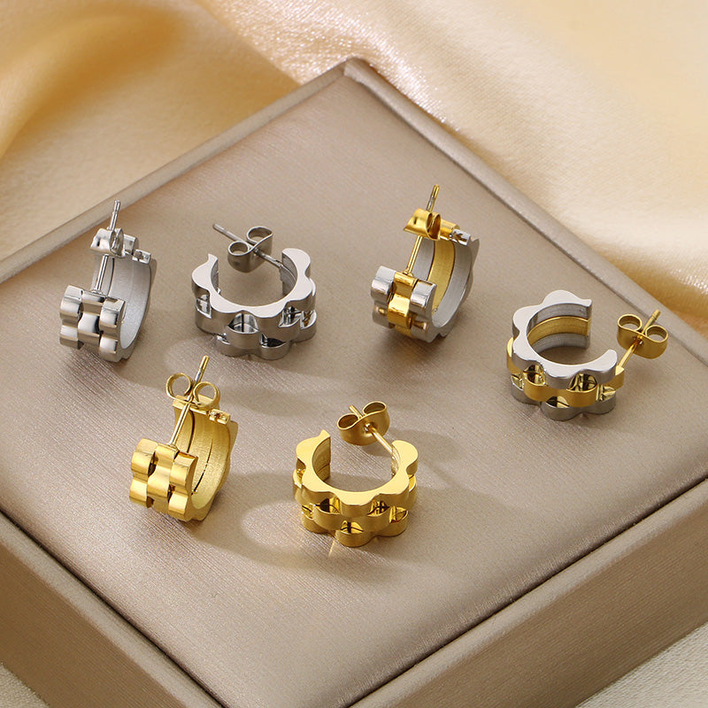 Plated Interlocked Chain Earrings