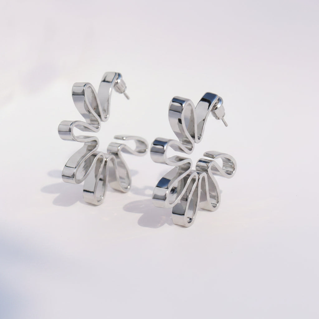 Platinum Floral 3D Earrings