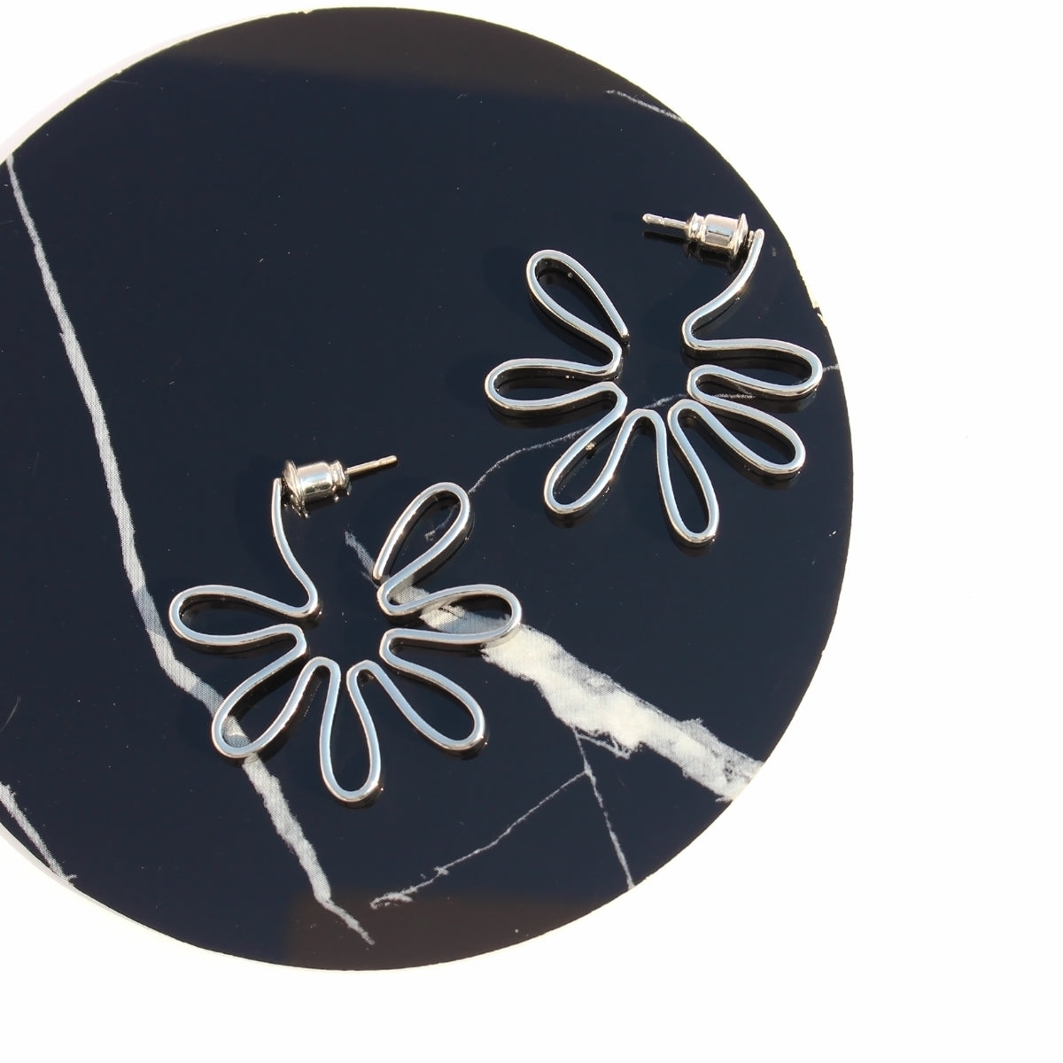 Platinum Floral 3D Earrings