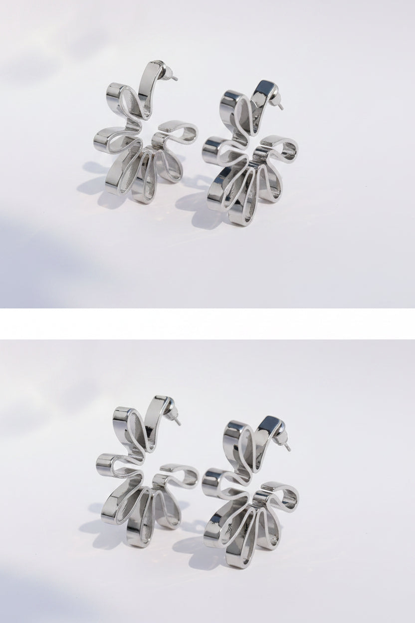 Platinum Floral 3D Earrings