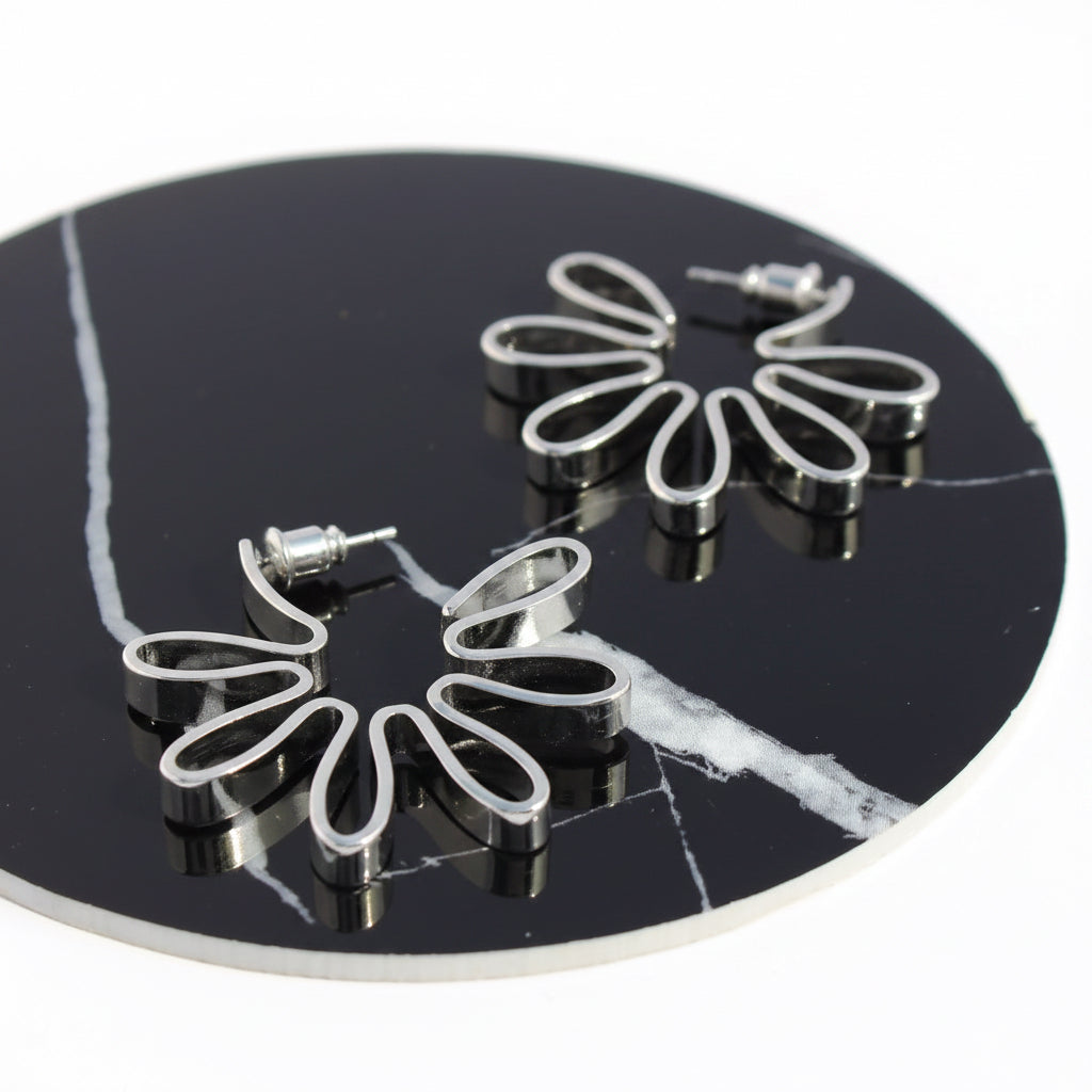Platinum Floral 3D Earrings