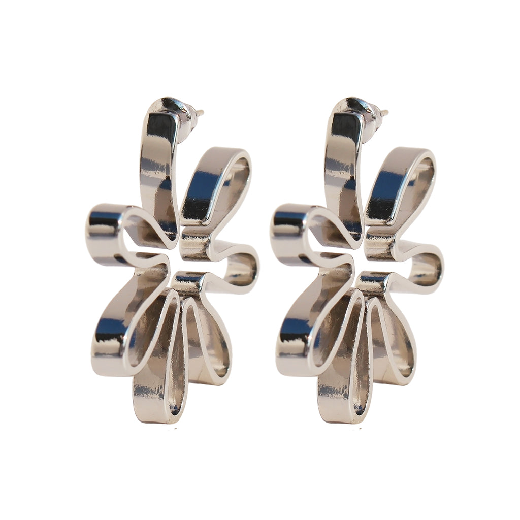 Platinum Floral 3D Earrings