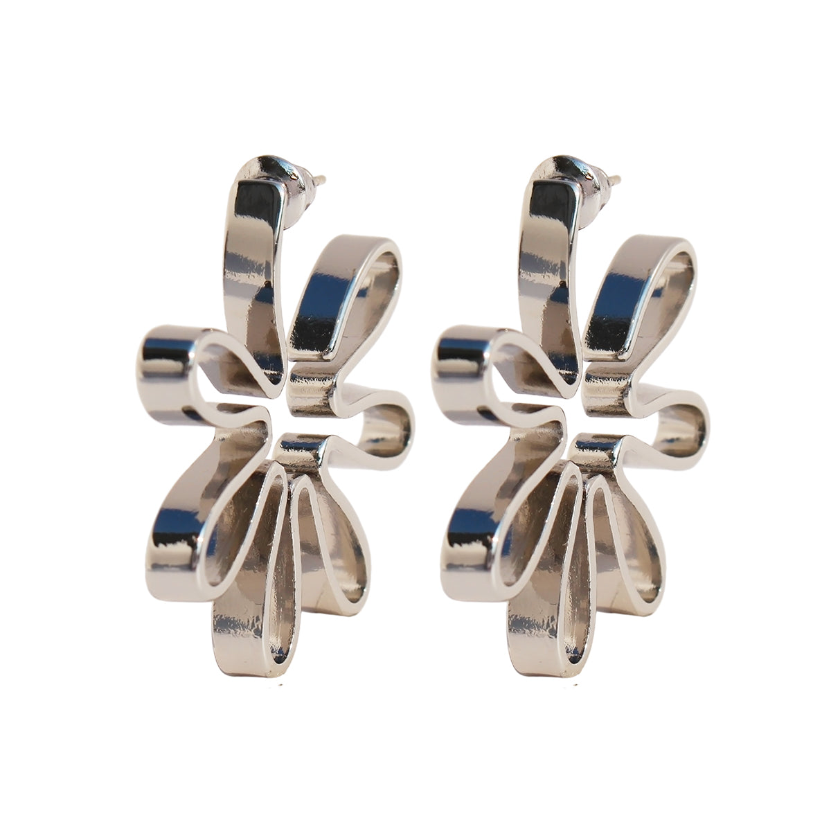 Platinum Floral 3D Earrings