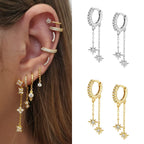 Star Dangler Hoops Plated