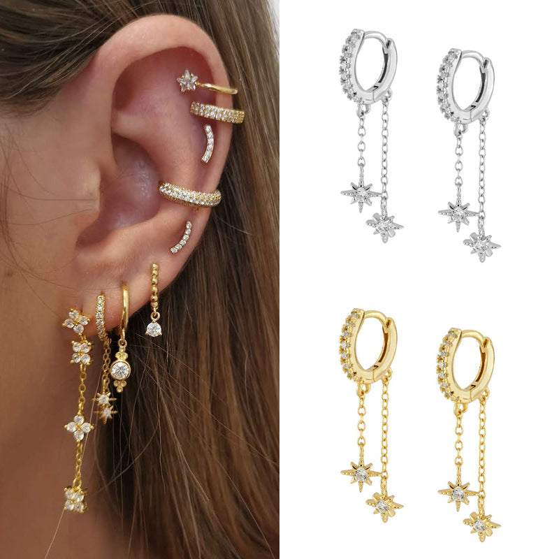 Star Dangler Hoops Plated