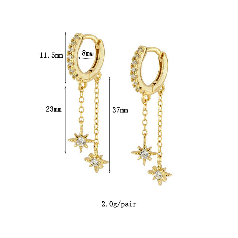 Star Dangler Hoops Plated
