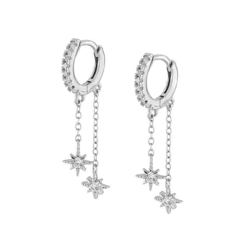 Star Dangler Hoops Plated
