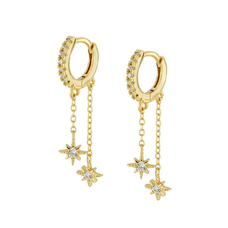 Star Dangler Hoops Plated