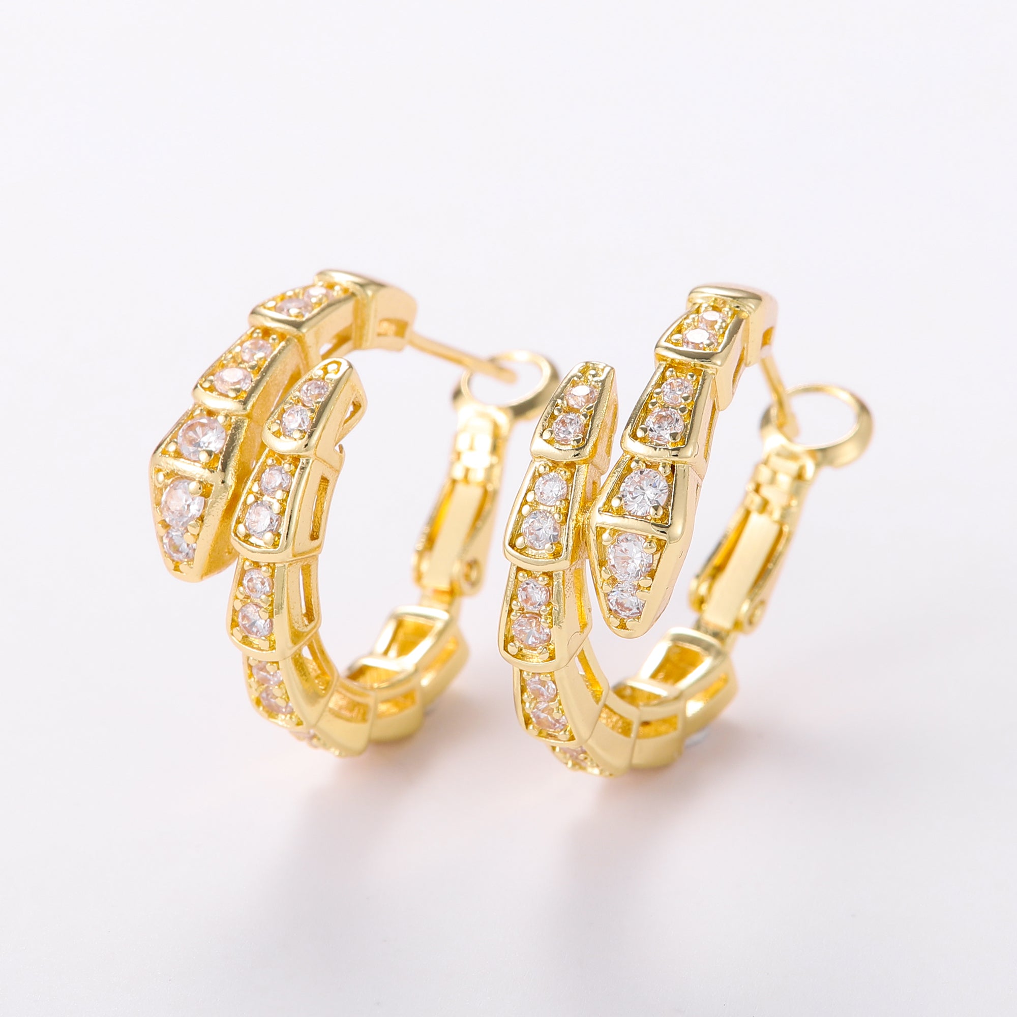 Snake Gold Plated Zircon Earrings