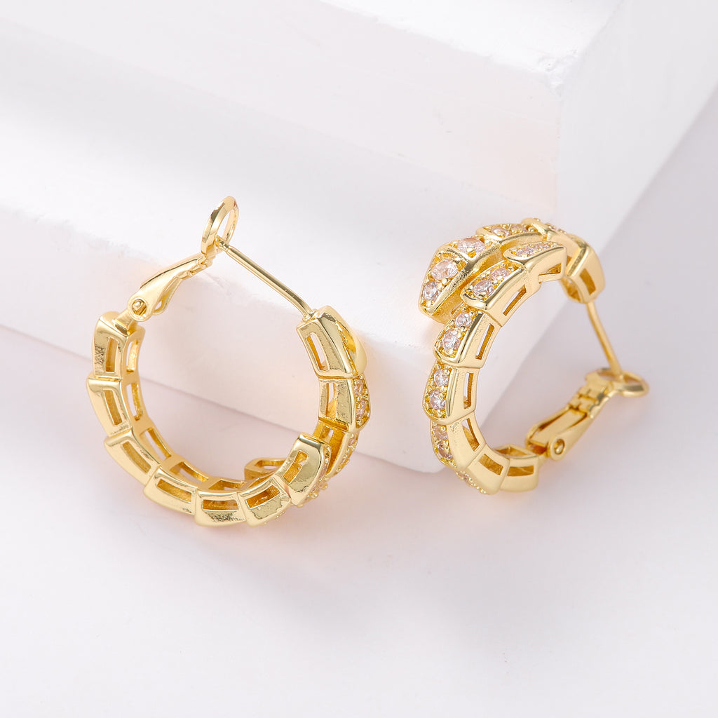 Snake Gold Plated Zircon Earrings