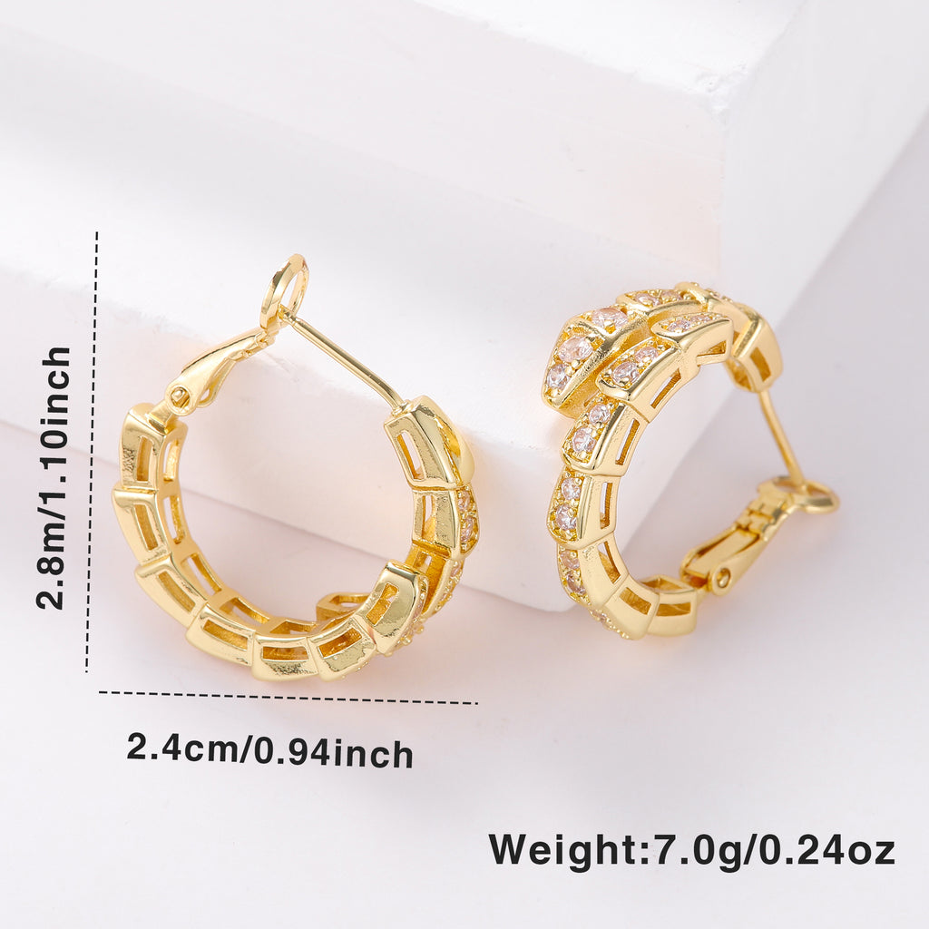 Snake Gold Plated Zircon Earrings