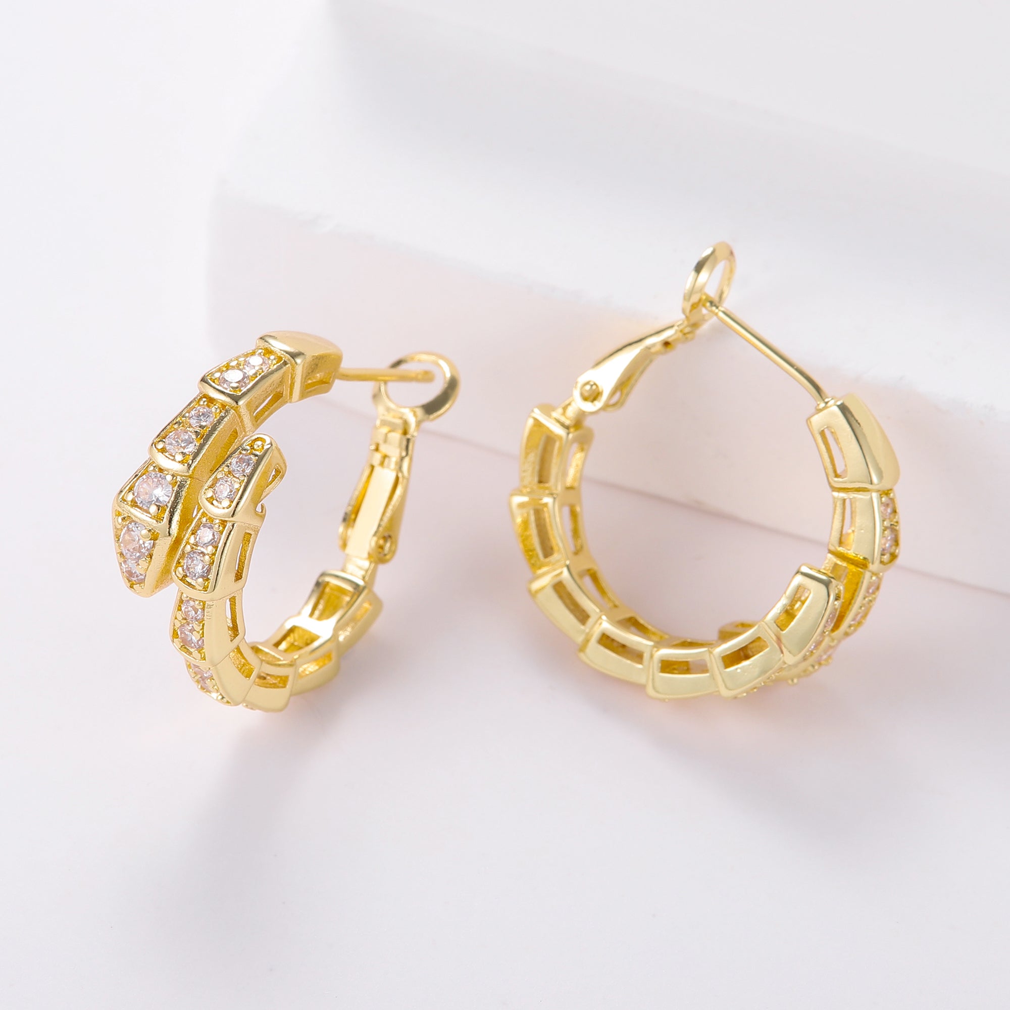 Snake Gold Plated Zircon Earrings