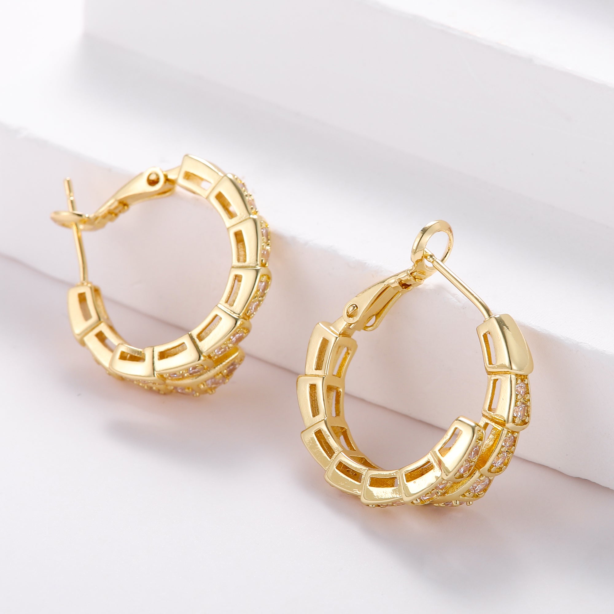 Snake Gold Plated Zircon Earrings