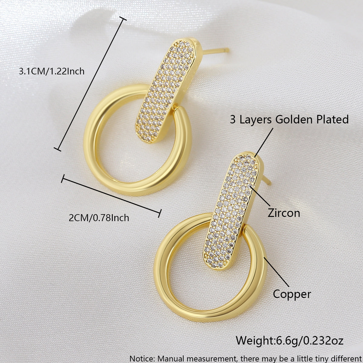 Elegant Simple Gold Plated Earrings