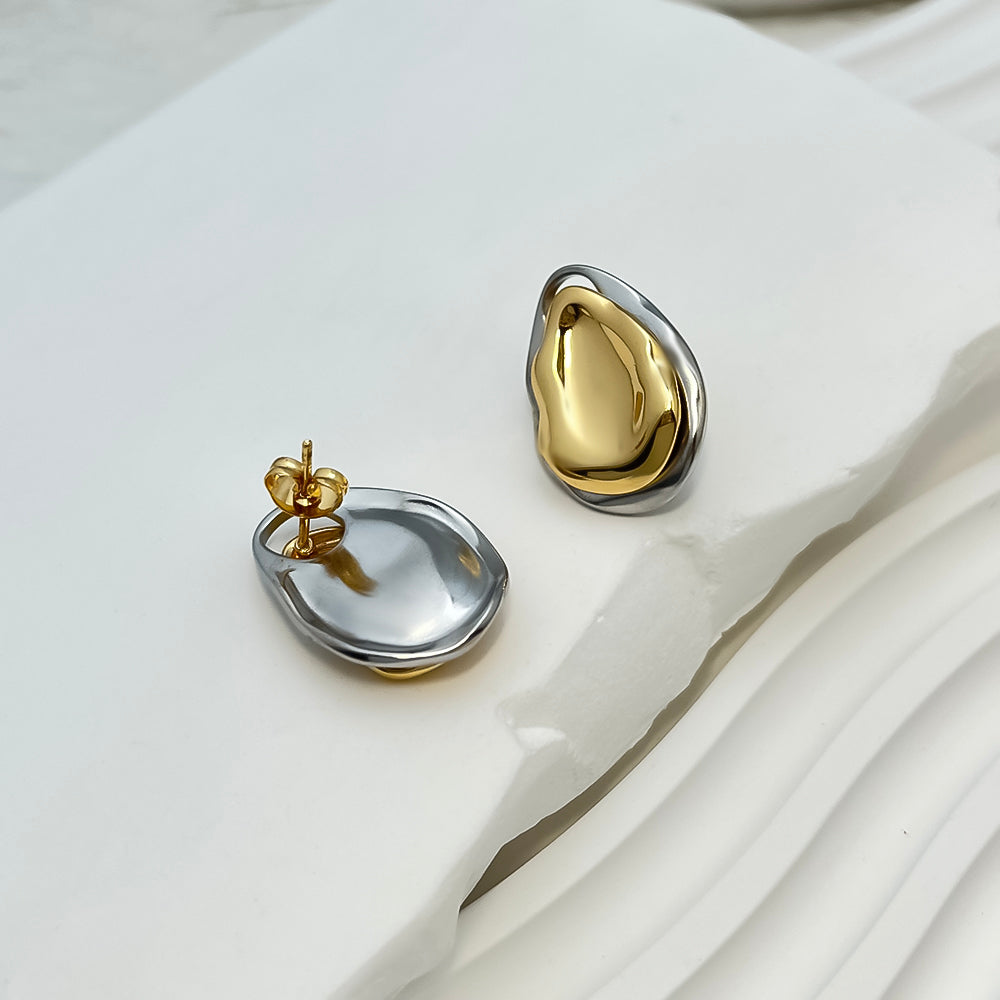 Mixed Finish Pebble Earrings