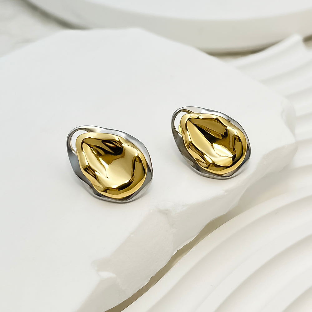 Mixed Finish Pebble Earrings