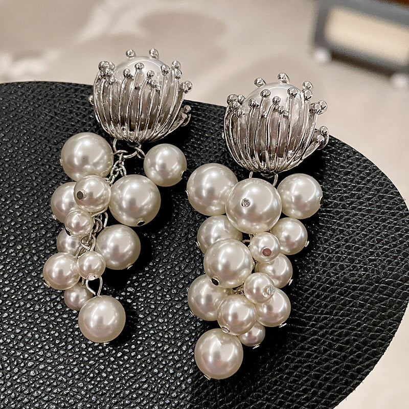 Pearl Grape Tassel Earring